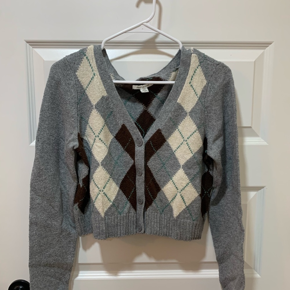 American Eagle Cropped Sweater/ C: Gray/Green/Brown/ S: Medium